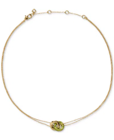 Kate Spade Gold-tone Interlock Pendant Necklace, 16" + 3" Extender In Green