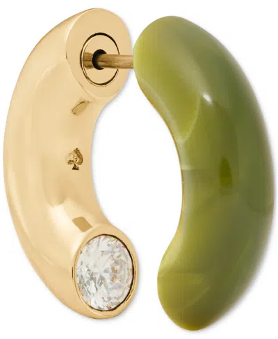 Kate Spade Gold-tone Interlock Tortoise Huggie Earrings In Green