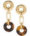 Kate Spade Gold-tone Interlock Tortoise Linear Earrings In Brown