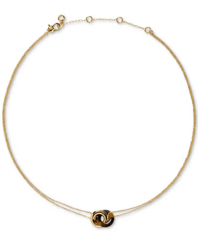 KATE SPADE GOLD-TONE INTERLOCK PENDANT NECKLACE, 16" + 3" EXTENDER