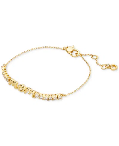 Kate Spade Gold-tone Love You, Mom Crystal Bracelet In Clear,gold
