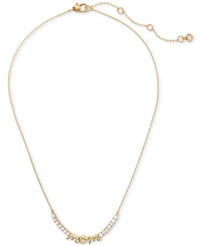 KATE SPADE GOLD-TONE LOVE YOU, MOM CRYSTAL NECKLACE, 16" + 3" EXTENDER