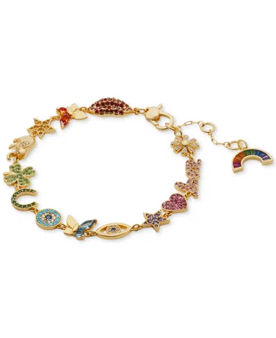 Kate Spade Gold-tone Multicolor Crystal Rainbow Joy Charm Bracelet