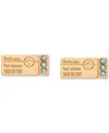 Kate Spade Gold-tone Out Of Office First Class Ticket Stud Earrings In Blue Gold.
