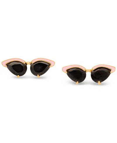 Kate Spade Gold-tone Out Of Office Sunglasses Stud Earrings In Pink Multi