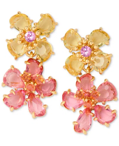 Kate Spade Gold-tone Paradise Flower Double Drop Earrings In Multi