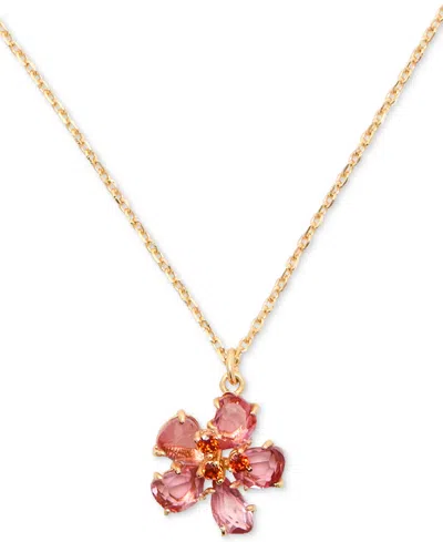 Kate Spade Gold-tone Paradise Flower Mini Pendant Necklace, 16" + 3" Extender In Pink,gold