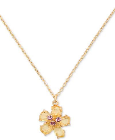 Kate Spade Gold-tone Paradise Flower Mini Pendant Necklace, 16" + 3" Extender In Yellow Gol