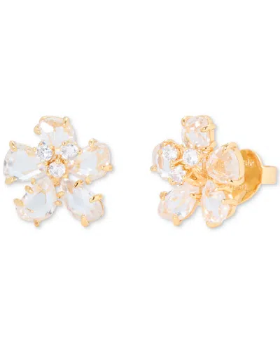 Kate Spade Gold-tone Paradise Flower Stud Earrings In Clear,gold