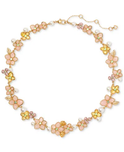 KATE SPADE GOLD-TONE PASTEL PETALS ALL-AROUND NECKLACE, 16-1/2" + 3" EXTENDER