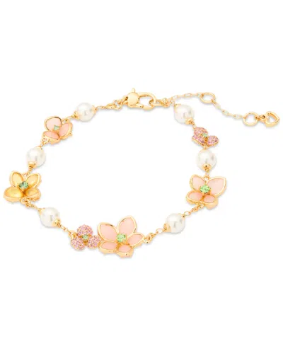 Kate Spade Gold-tone Pastel Petals Bracelet In Multi