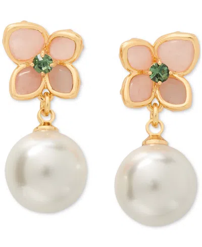 KATE SPADE GOLD-TONE PASTEL PETALS DROP EARRINGS