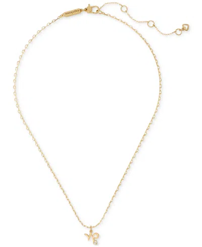 Kate Spade Gold-tone Pave Zodiac Mini Pendant Necklace In Clear,gold