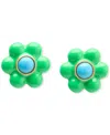 Kate Spade Gold-tone Petal Puff Floral Stud Earrings In Green Mult