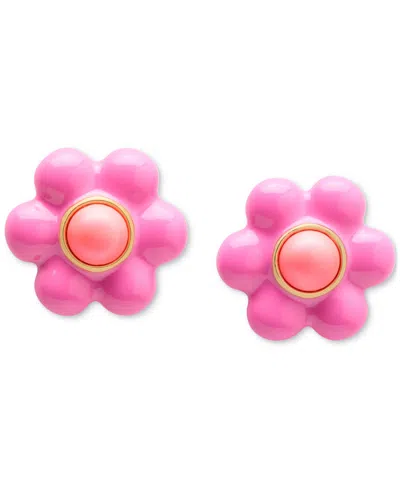 Kate Spade Gold-tone Petal Puff Floral Stud Earrings In Pink
