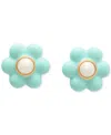 Kate Spade Gold-tone Petal Puff Floral Stud Earrings In Turquoise.
