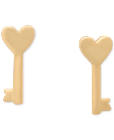 Kate Spade Gold-tone Polished Heart Key Stud Earrings