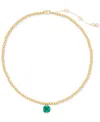 Kate Spade Gold-tone Pop Of Joy Green Stone Pendant Necklace, 16" + 3" Extender In Emerald