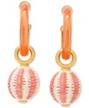Kate Spade Gold-tone Raffia Charm Color Hoop Earrings In Pink Multi