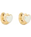 Kate Spade Gold-tone Small Cubic Zirconia Heart Huggie Hoop Earrings, 0.51" In Imitation Pearl