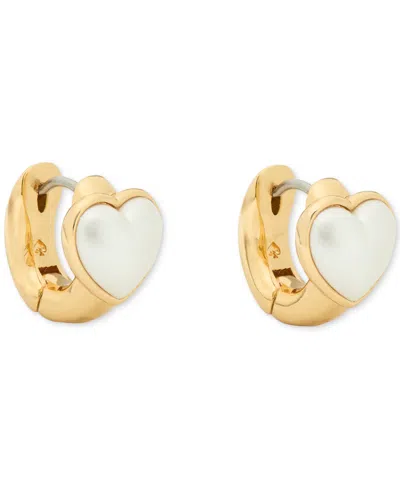 Kate Spade Gold-tone Small Cubic Zirconia Heart Huggie Hoop Earrings, 0.51"