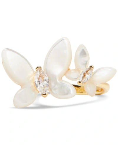 Kate Spade Gold-tone Social Butterfly Ring In White Mult