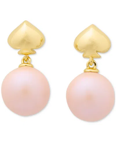 KATE SPADE GOLD-TONE SPADE & IMITATION PEARL DROP EARRINGS