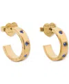 Kate Spade Gold-tone Stainless Steel Small Color Pave Huggie Hoop Earrings, 0.68" In Sapphire.