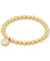 Kate Spade Gold-tone Stone Charm Beaded Stretch Bracelet In Abalone,go