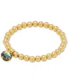 Kate Spade Gold-tone Stone Charm Beaded Stretch Bracelet In Cracked Cl