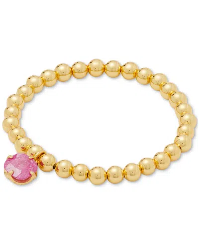KATE SPADE GOLD-TONE STONE CHARM BEADED STRETCH BRACELET