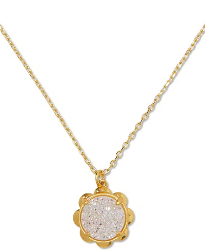Kate Spade Gold-tone Stone Flower Pendant Necklace, 16" + 3" Extender In Neutral Mu