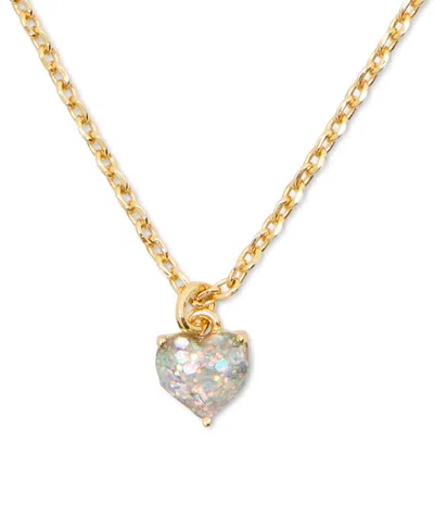 Kate Spade Gold-tone Stone Heart Pendant Necklace, 16" + 3" Extender In Opal Glitt