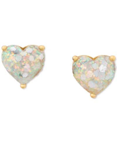 Kate Spade Gold-tone Stone Heart Stud Earrings In Opal Glitt
