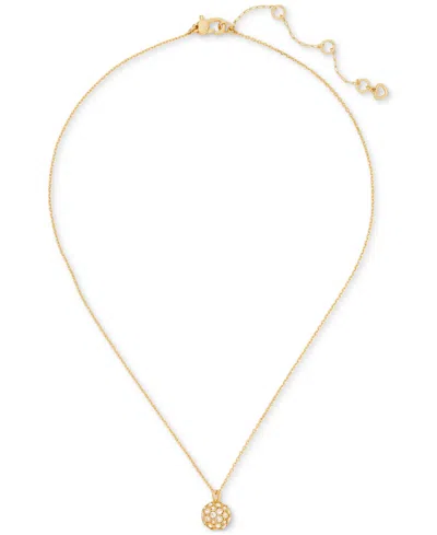 Kate Spade Gold-tone Stone Orb Mini Pendant Necklace, 16" + 3" Extender In Clear,gold