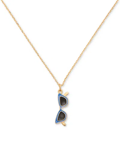 Kate Spade Gold-tone Sweet Treasures Mini Pendant Necklace, 16" + 3" Extender In Blue Gold.