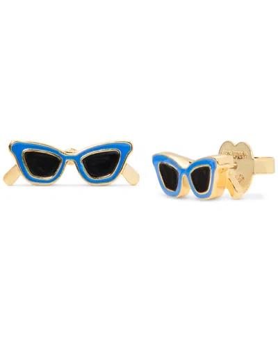 Kate Spade Gold-tone Sweet Treasures Stud Earrings In Blue Gold.