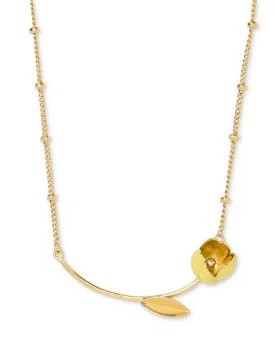 Kate Spade Golden Bloom Cubic Zirconia Bar Pendant Necklace In Purple