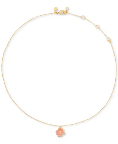 Kate Spade Golden Bloom Cubic Zirconia Flower Pendant Necklace In Purple