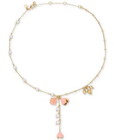 Kate Spade Golden Bloom Glass & Cubic Zirconia Y-necklace In Pink