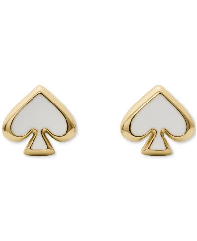 Kate Spade Gold-tone Brass Spade Enamel Stud Earrings In Orange