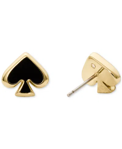 Kate Spade Gold-tone Brass Spade Enamel Stud Earrings In Pattern