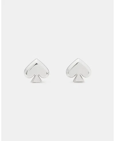 Kate Spade Gold-tone Brass Spade Enamel Stud Earrings In Silver