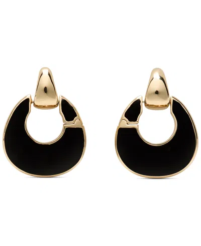 Kate Spade Gold-tone Ks Duo Hoop Earrings In Jet