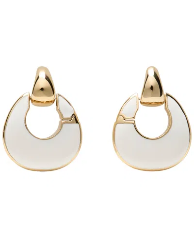 Kate Spade Gold-tone Ks Duo Hoop Earrings In White