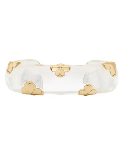 Kate Spade Gold-tone Spade Flower Lucite Cuff Bracelet In Clear,gold