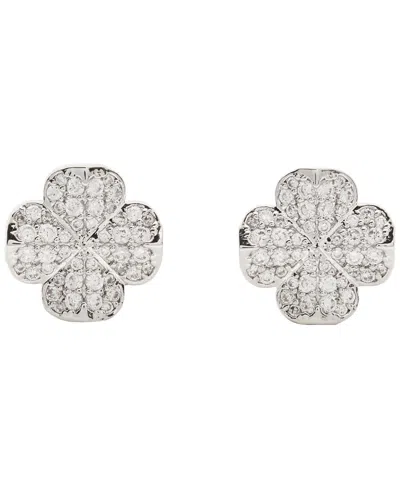 Kate Spade Gold-tone Spade Flower Stud Earrings In Clear,silver