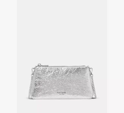 Kate Spade Grace Crinkle Metallic Pochette Bag In Silver