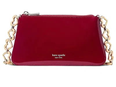 Kate Spade Grace Patent Leather Heart Hw Pochette Wallet Handbags Dark Scarlet: One Size In Pink