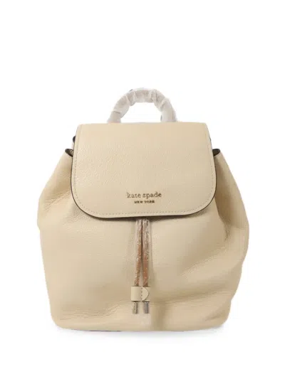 Pre-owned Kate Spade Grained Leather Backpack In Neutral